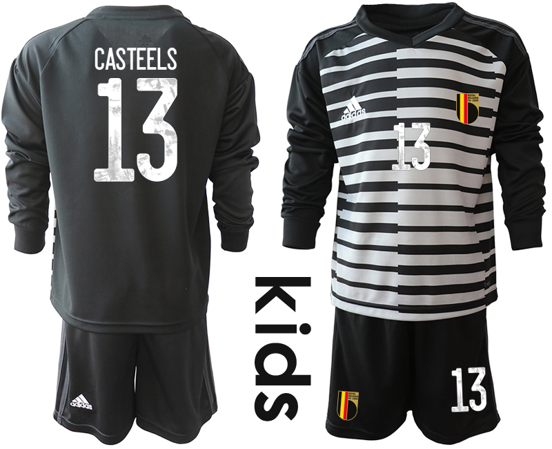 Youth 2021 European Cup Belgium black Long sleeve goalkeeper #13 Soccer Jersey3